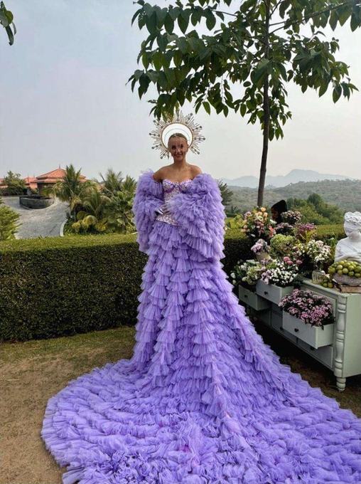 Performer in a purple gown