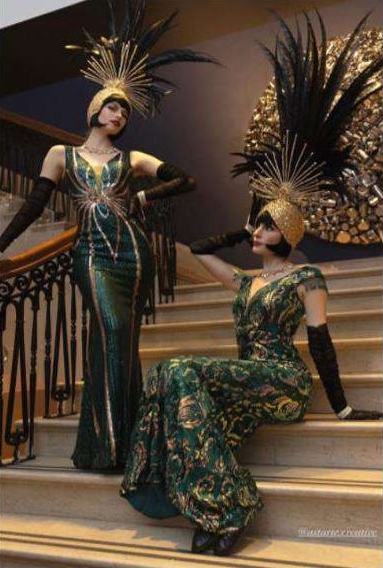 Performers in colourful glam costume