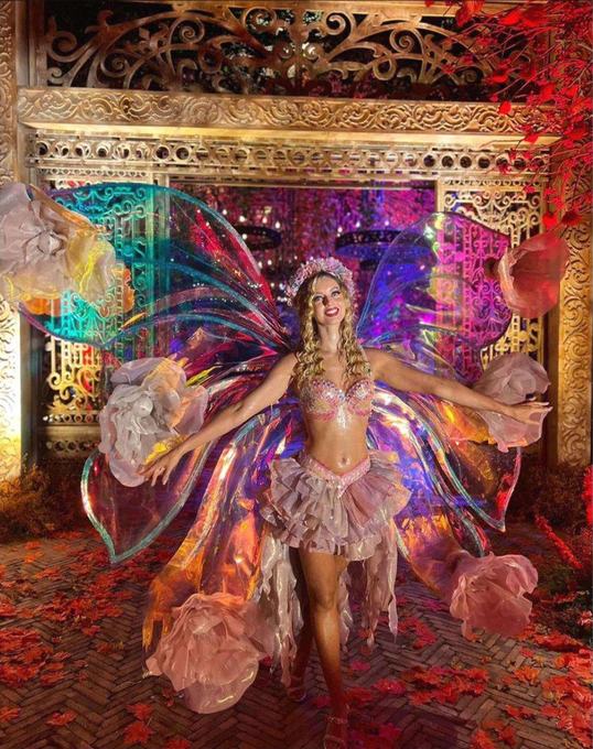 Performer in a butterfly costume