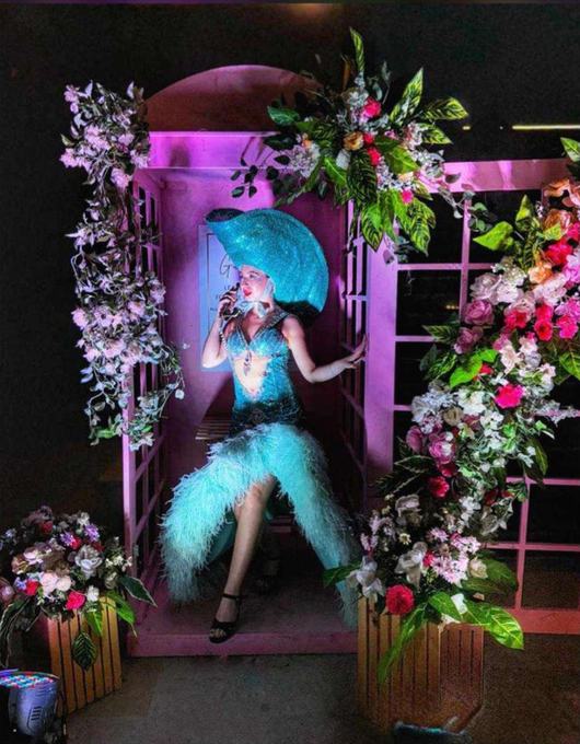 Flower-filled performance room