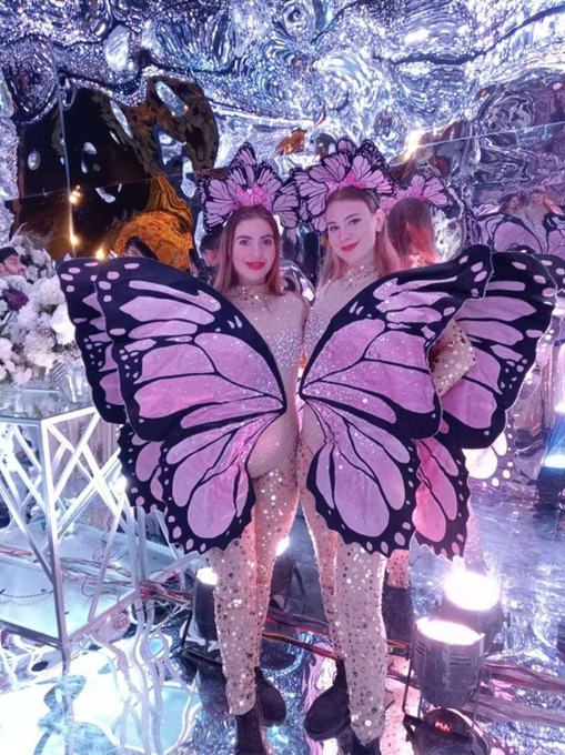 Performer in a butterfly costume