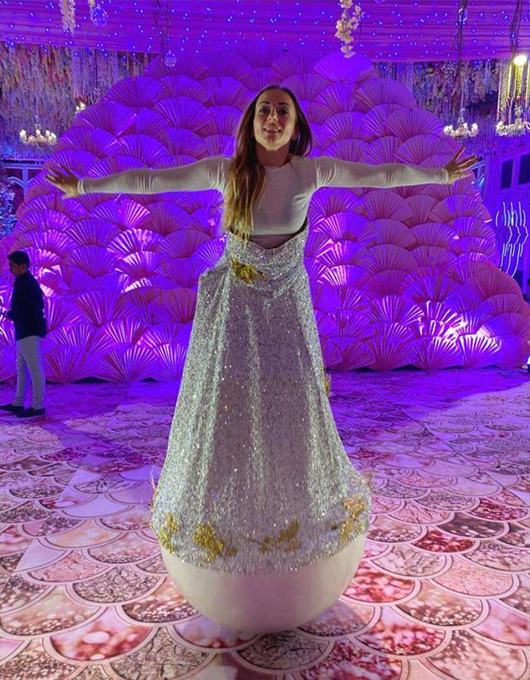 Performer in a silver dress