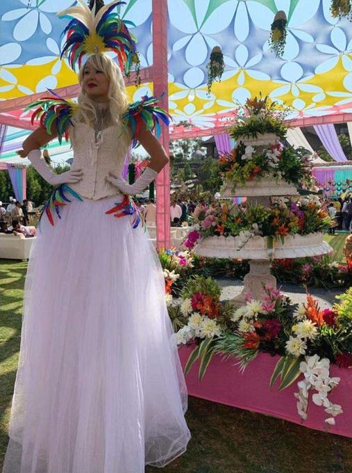 Costumed stilt walker