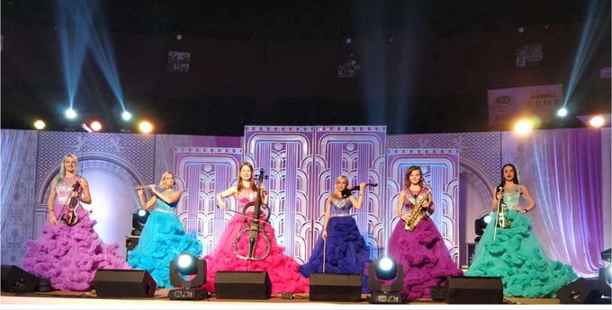 Symphony players in gowns