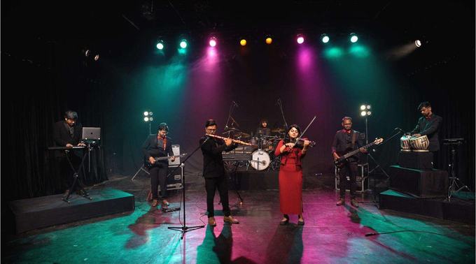 Indian fusion band on stage