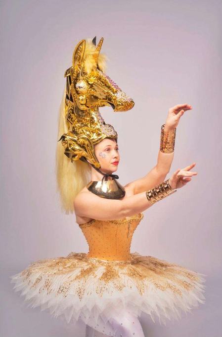 Ballerina in a golden headpiece